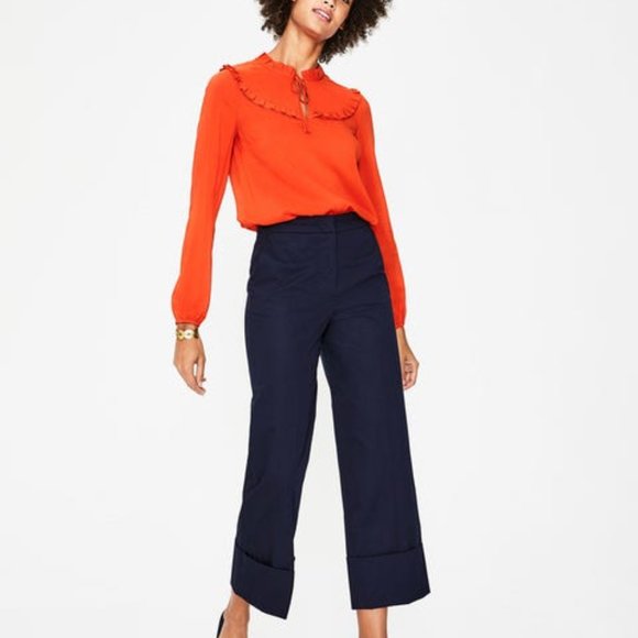 BODEN Betsy Long Sleeve Ruffle Tie Trim Blouse RED POP - Picture 3 of 3